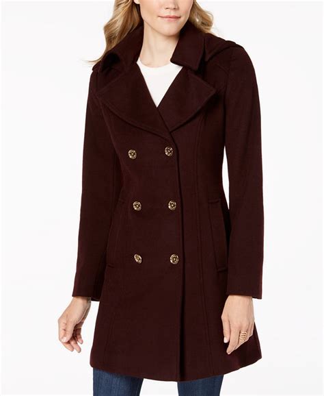 double breasted wool coat michael kors|Michael Kors padded coat women's.